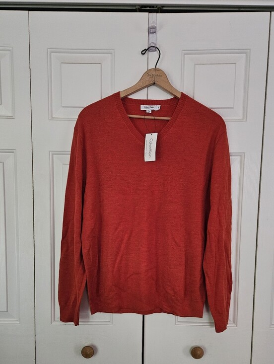 Calvin Klein Other - NWT Calvin Klein Men's Orange V-Neck Sweater